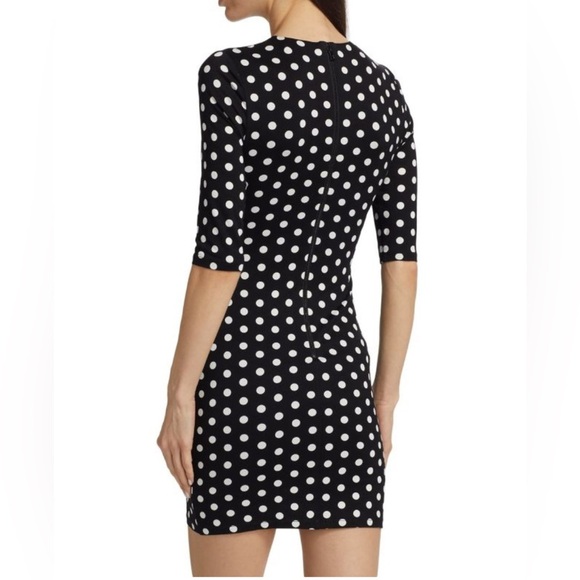 Alice + Olivia Delora Black & White Polka Dot Mini Dress Viscose Size 4 NWT - Picture 2 of 15